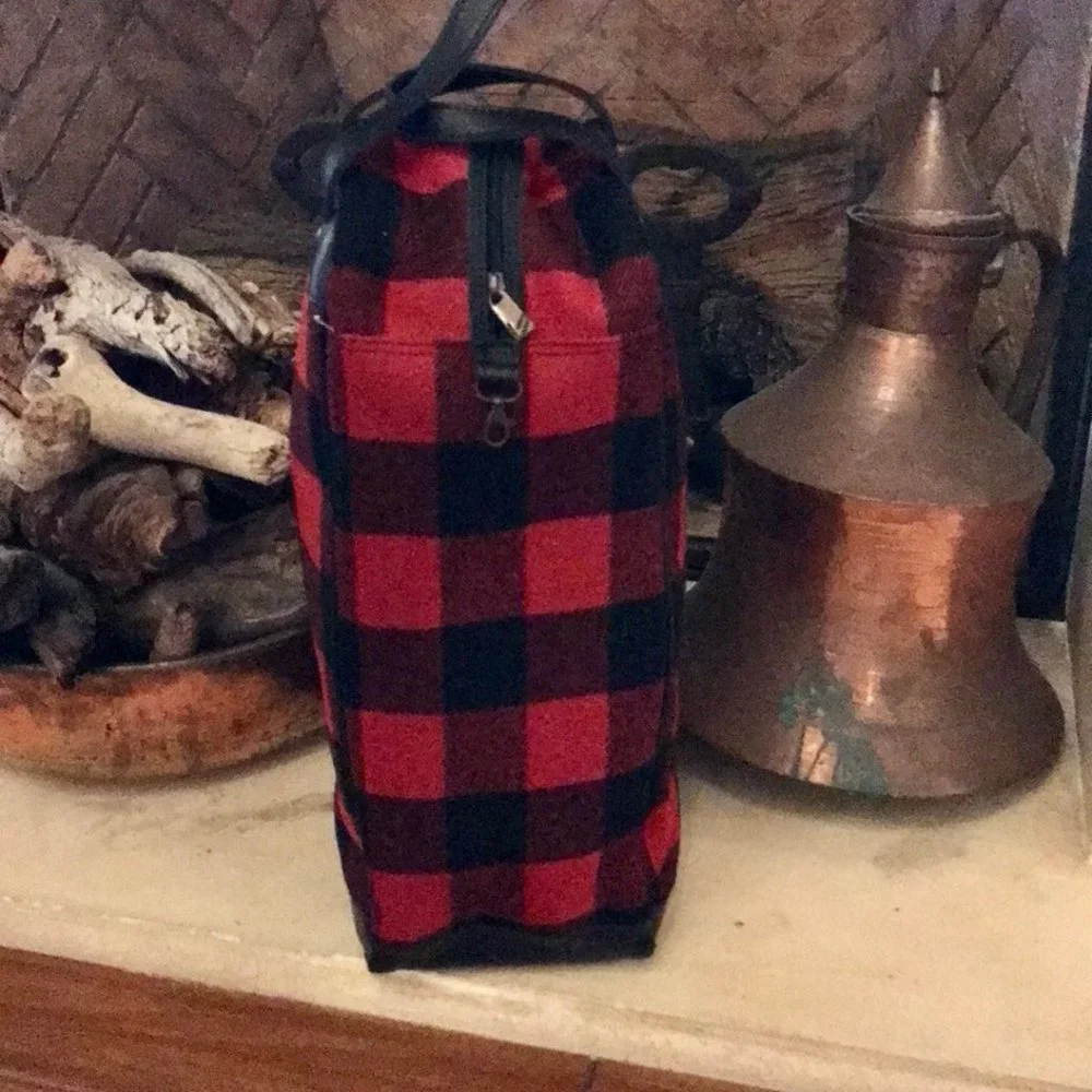 Bonfanti Borse Buffalo Plaid Wool Boot Bag